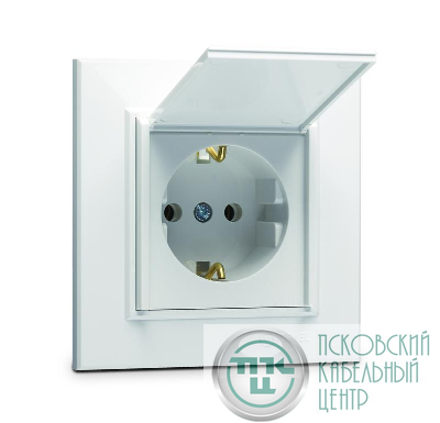 Розетка с/з и крышкой (Керамика) СП Karea 16А IP20 бел. Makel 56001009