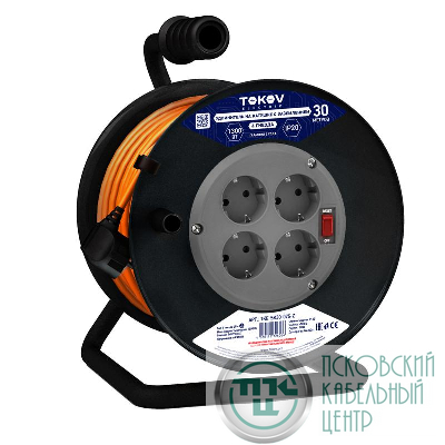 Удлинитель на катушке 4х30м с заземл. 16А IP20 3х1.5 TOKOV ELECTRIC TKE-SK30-15-Z