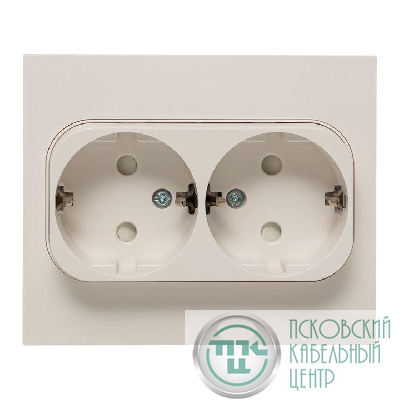 Розетка 2-м СП Стокгольм 16А IP20 с заземл. защ. шторки бел. PROxima EKF EXR16-128-10