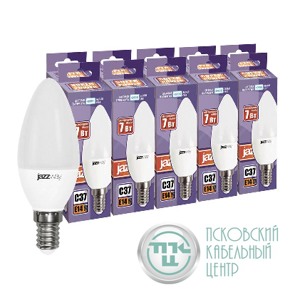 Лампа светодиодная PLED-SP 7Вт C37 4000К нейтр. бел. E14 230В 50Гц (уп.10шт) JazzWay 5018891