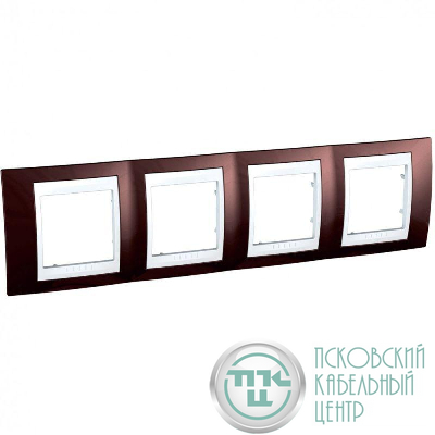 Рамка 4-м Unica Хамелеон горизонт. терракот./бел. SchE MGU6.008.851