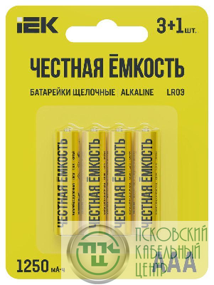 Элемент питания алкалиновый LR03/AAA ПРОМО (блист.4шт) IEK ABT-LR03-OP-L04A