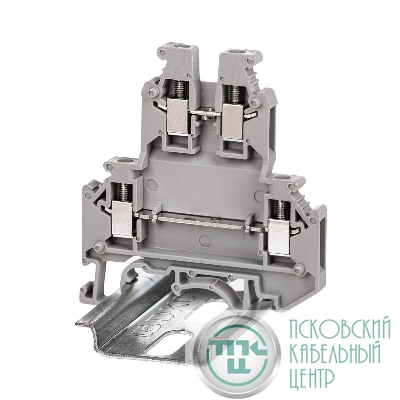 Клемма двухуровневая винтовой зажим 4 точки подключения 2.5кв.мм сер. DKC KRUK-3