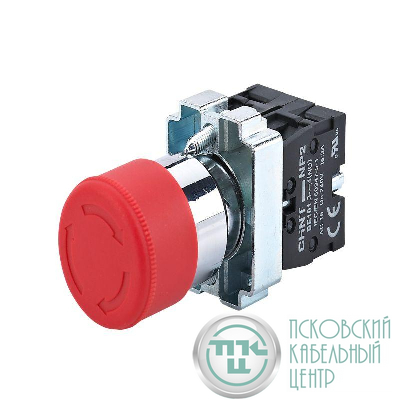 Кнопка управления "Грибок" NP2-BS445 d30мм 1НО+1НЗ IP40 с фиксацией без подсветки красн. (R) CHINT 574013