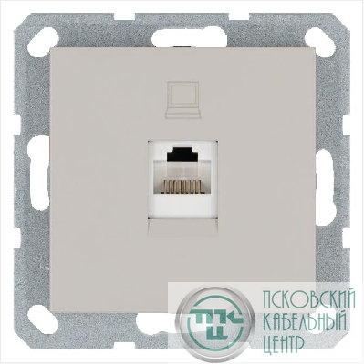 Розетка компьютерная 1-м RJ45 IP20 кат. 5E механизм тауп Jasmart G6105T