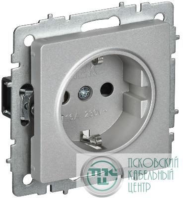 Розетка 1-м BRITE РС24-1-0-БрА 16А IP20 с заземл. с защ. шторк. безвинтов. крепл. механизм алюм. IEK BR-R14-16-1-K47