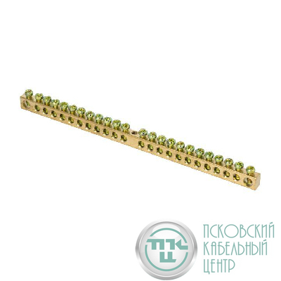 Шина PEN "ноль-земля" 6х9 24 отвер. латунь крепеж по центру EKF sn0-63-24