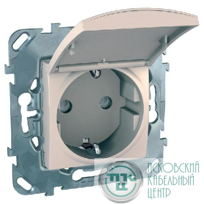 Розетка 1-м СП Unica с защ. крышкой защ. шторки с заземл. беж. SchE MGU5.037.25TAZD