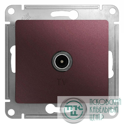 Розетка телевизионная оконечная TV Glossa 1дБ механизм баклажан. SE GSL001191