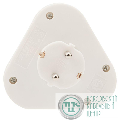 Разветвитель 3-м с заземл. 16А пирамида бел. Rexant 11-1069