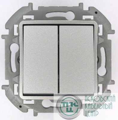 Переключатель модульный 2-кл. Inspiria 250В 10AX с подсветкой 1алюм. IEK 673667
