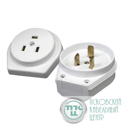 Разъем РШ-ВШ 32А 250В 2P+PE скрыт. уст. бел. UNIVersal 1236