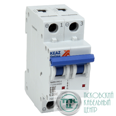 Выключатель автоматический модульный 2п C 3А OptiDin BM63-2C3-DC-УХЛ3 КЭАЗ 261240