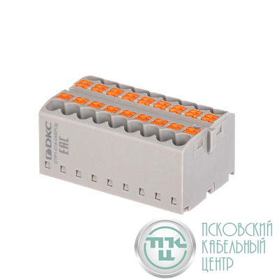 Блок распределительный зажим push-in 18 точек подключения 25кв.мм сер. DKC DTP1-018-04SPUG