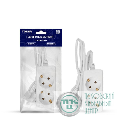 Удлинитель 2х3м с заземл. 10А 3х0.75 TOKOV ELECTRIC TKE-C01-BU2-3-075-Z