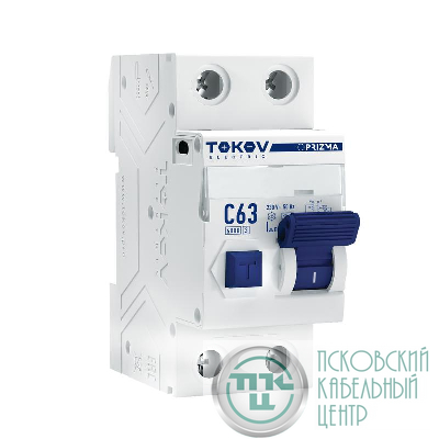 Выключатель автоматический дифференциального тока 2п (1P+N) C 63А 30мА тип AC 6кА PRIZMA TOKOV ELECTRIC TKE-PZ60-RCBO-2-63-30-AC