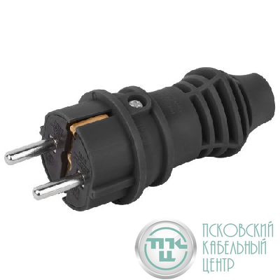 Вилка прямая VX13-B-IP44 16А IP44 с заземл. каучук черн. Эра Б0069321