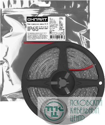 Лента светодиодная 90 655 OLS-2835CW60-4.8-IP65-24V (уп.5м) ОНЛАЙТ 90655