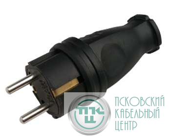 Вилка прямая с з/к каучук 16А IP44 черн. 9210 IN HOME 4690612010236