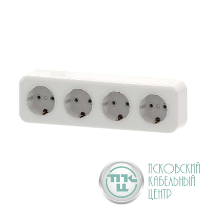 Розетка 4-м ОП Викинг с заземл. бел. БЕЛТИЗ RA16-445-Б