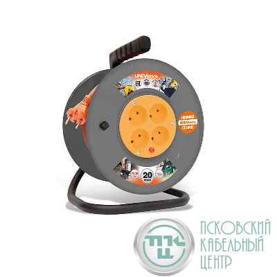 Удлинитель на катушке 4х20м без заземл. 10А IP20 ВЕМ-250 ПВС 2х1 термозащита UNIVersal 9632896