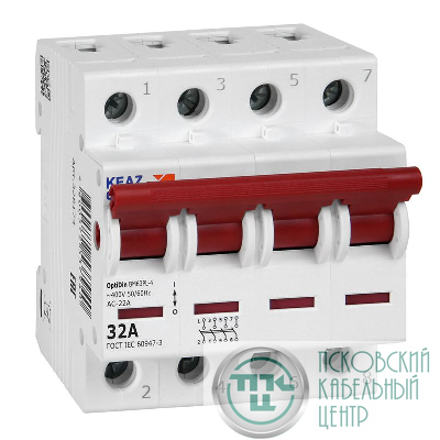 Выключатель нагрузки модульный 4п 32А OptiDin BM63PL-432-УХЛ3 (ВМ63PL) КЭАЗ 328174