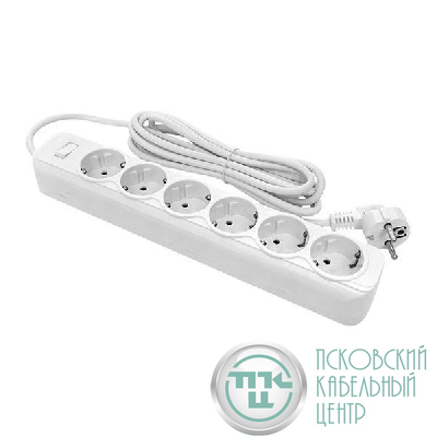 Удлинитель с сетевым фильтром 6х5м с заземл. 10А IP20 Блокбастер 2.2кВт ПВС 3х0.75 с выкл. PROxima EKF UFP10-375-6-05