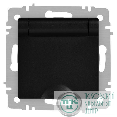Розетка 1-м СП Accent 6-203-05 16А IP20 250В 2P+E Schuko с крышкой антрацит Intro Б0063747