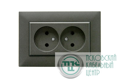 Розетка 2-я Karea RIZZ STAR без заземл. дым. металлик Makel 88050017