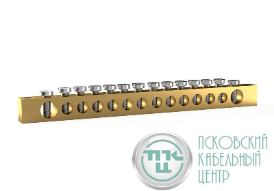 Шина PEN "земля-ноль" 6х9мм 14 отвер. латунь TOKOV ELECTRIC TKE-BSB-69-14-N/PEN
