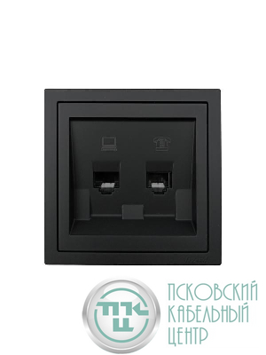 Розетка компьютер+телефон СП ZIMA IP20 черн. бархат LEZARD 704-4288-143