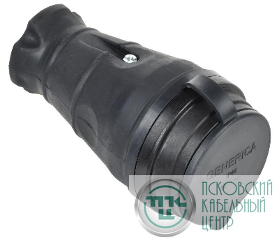 Колодка удлинителя 1-м 16А IP44 с защ. крышкой каучук черн. GENERICA ERK20-016-01-44-K02-G