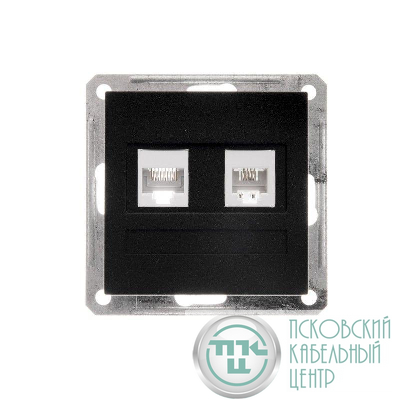 Розетка компьютерная + телефонная 2-м СП W59 RJ45 + RJ11 кат.5E 1А механизм черн. бархат SE RSI-251TK5E-6-86