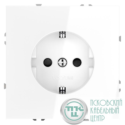 Розетка 1-м СП S70 16А с заземл. защ. шторки механизм бел. глянцевый Voltum VLS040201