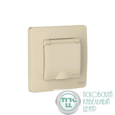 Розетка 1-м СП Blanca 16А IP44 250В с заземл. защ. шторки с крышкой беж. SE BLNRS441117