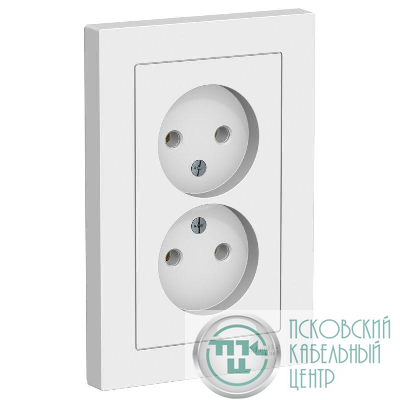Розетка 2-м СП AtlasDesign 16А IP20 без заземл. в сборе бел. SE ATN000120