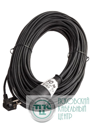 Удлинитель-шнур 1х50м 10А IP44 3500Вт 220-350В КГ 2х1.0мм каучук КОСМОС YSHKsm50m-1g(10A)KG