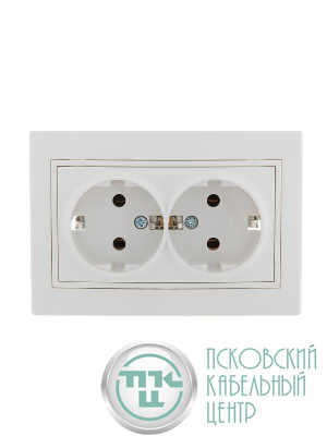 Розетка 2-м СП Mira 16А IP20 с заземл. с бел. вставкой керамика бел. LEZARD 701-0202-127