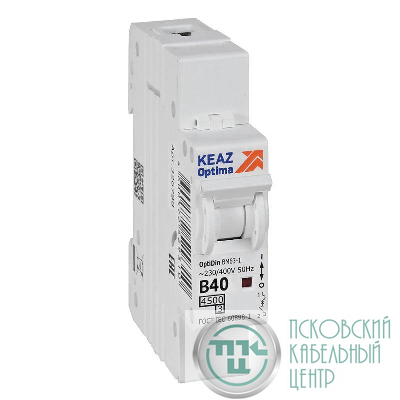 Выключатель автоматический модульный 1п B 40А 4.5кА OptiDin BM63-1B40-4.5-УХЛ3 КЭАЗ 329505