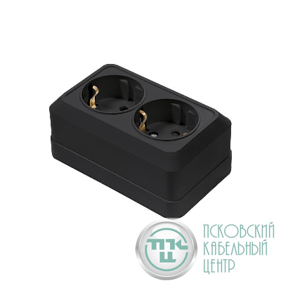 Розетка 2-м BOLLETO с заземл. накладная черн. 7128B IN HOME 4690612061061