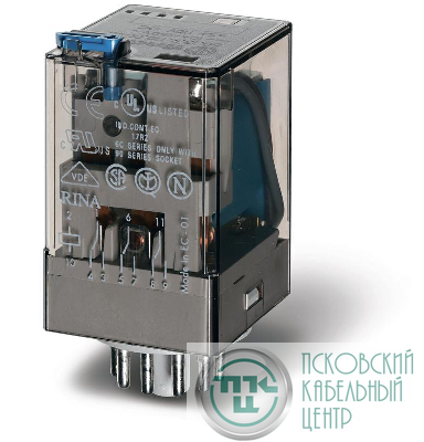 Реле электромеханическое универс. монтаж в розетку 3CO 10А AgNi 24В DC RTI 11-штырьковый разъем FINDER 601390240040