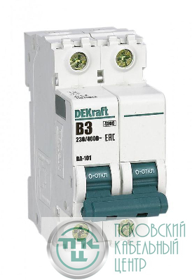 Выключатель автоматический модульный 2п B 3А 4.5кА ВА-101 DEKraft 11015DEK