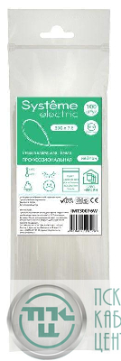 Стяжка кабельная 300х7.6 бел. (уп.100шт) SE IMT30076W
