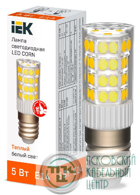 Лампа светодиодная CORN 5Вт капсула 3000К E14 230В керамика IEK LLE-CORN-5-230-30-E14