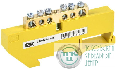 Шина PE "земля" на DIN-изоляторе ШНИ-6х9-6-Д-Ж IEK YNN10-69-6D-K05