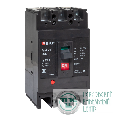 Выключатель автоматический 3п 25А 15кА LS63 ProPact EKF mccb-63-15-3-25-ls