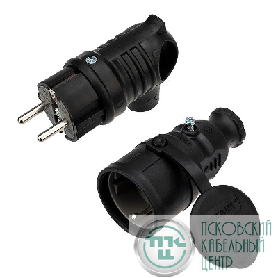 Набор розетка переносная + вилка угловая 16 А IP44 каучук Rexant 111-002-004