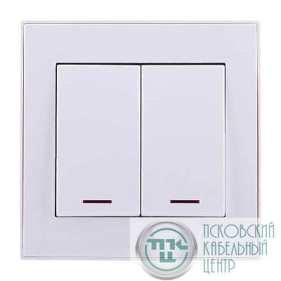 Выключатель 2-кл. СП Rain 10А IP20 с подсветкой бел. LEZARD 703-0202-112