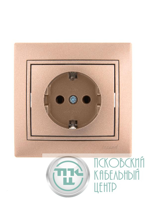 Розетка 1-м СП Mira 16А IP20 с заземл. со вставкой керамика свет. корич. перламутр. LEZARD 701-3131-122