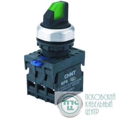 Переключатель с подсветкой NP8-20XD/314 3 полож. фикс. AC110-230В(LED) 2НО IP65 (R) зел. CHINT 667577